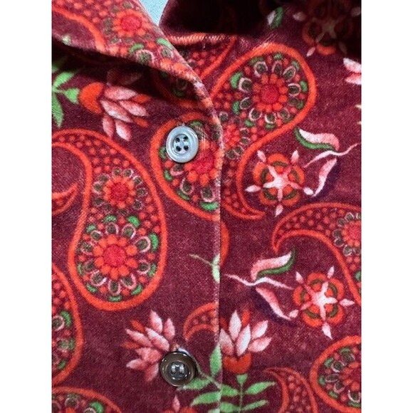 Territory Ahead Long Sleeve Cotton Velvet Floral‎ Blouse Button Shirt Womens SML - Picture 5 of 9